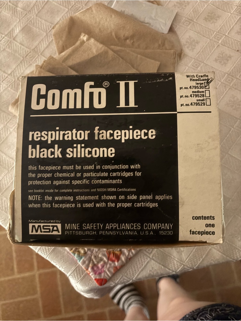 MSA Comfo II Black Silicone Respirator Facepiece